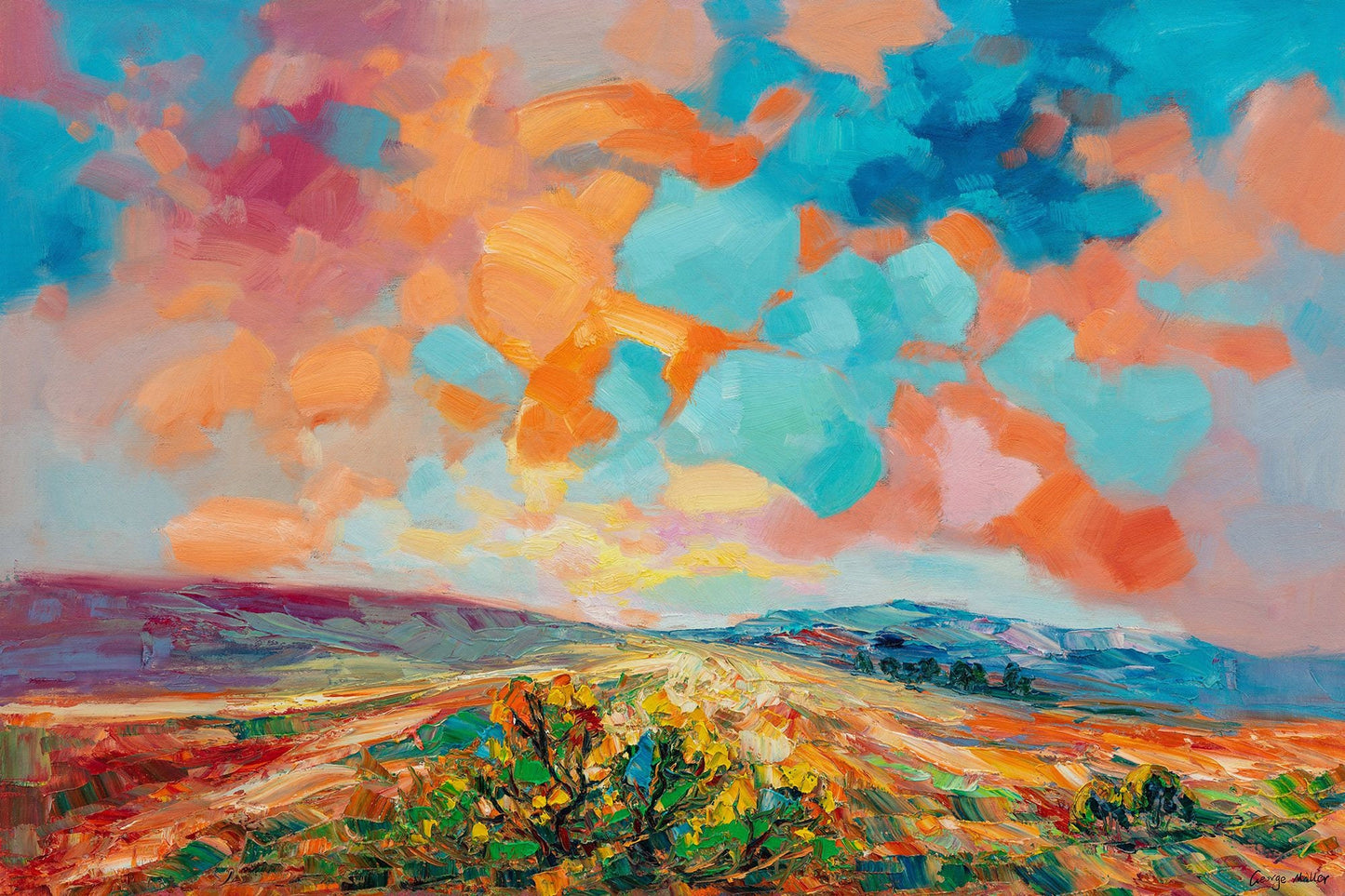 Stunning Handmade Palette Knife Abstract Landscape Oil Painting, Ready to Hang, 32x48 inches - a Modern, Large Wall Art Masterpiece