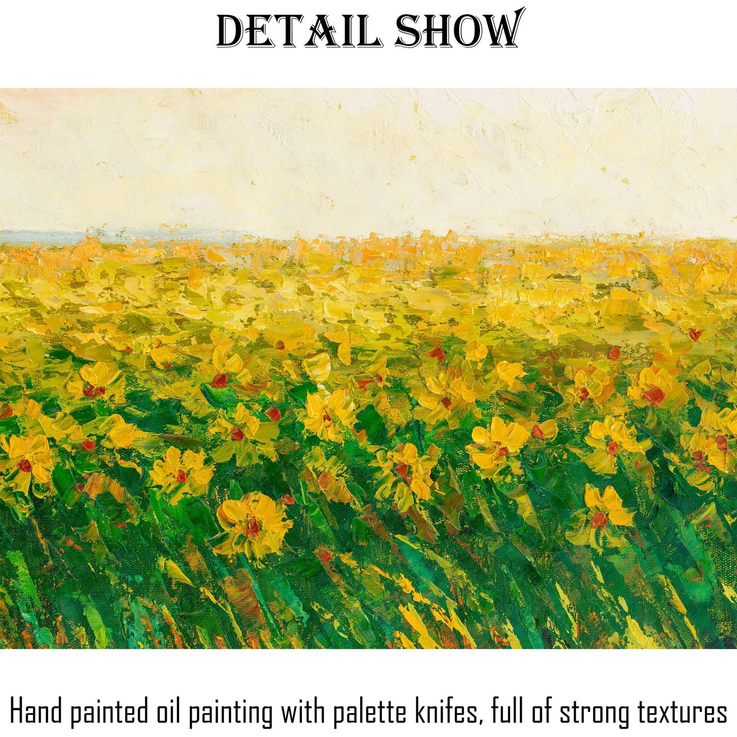 Large Landscape Oil Painting Spring Fields With Flowers - Add a Splash of Color to Your Space with an Oversized Landscape Oil Painting