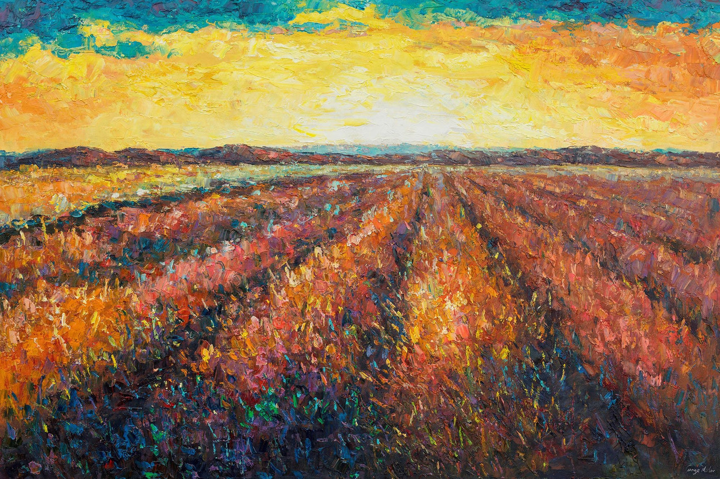 Landscape Oil Painting, Large Wall Art Painting, Lavender Field, Abstract Art, Original Artwork, Canvas Art, Wall Decor, Large Canvas Art