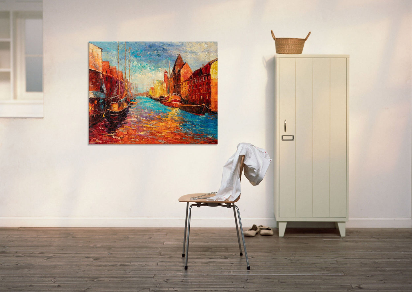 Venice Grand Canal Oil Painting - Gondola Twilight, 32x40 | Palette Knife Art | Ready to Hang, Contemporary Art, Wall Decor