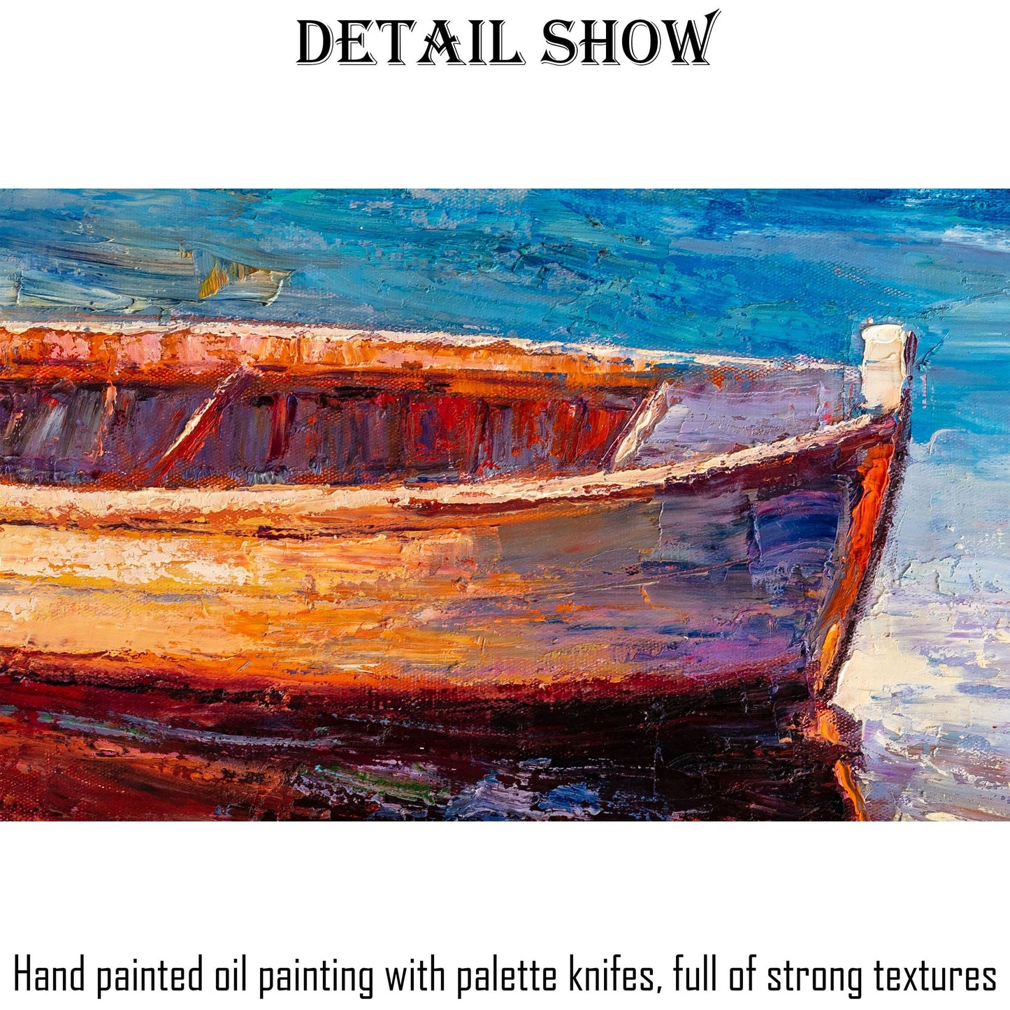 Large Oil Painting Fishing Boats, Large Wall Art Painting, Living Room Wall Art, Contemporary Art, Original Oil Painting Seascape, Original