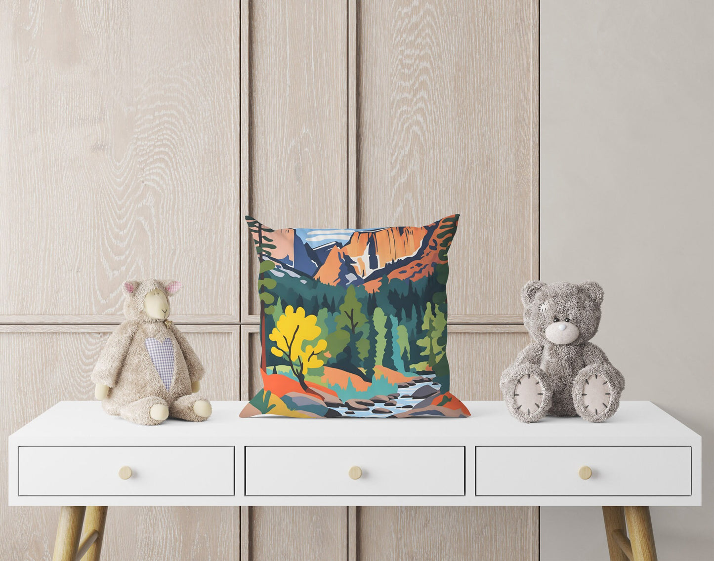 Yosemite National Park California, Pillow Case, Usa Travel Pillow, Artist Pillow, Colorful Pillow Case, Contemporary Pillow, 20X20 Pillow