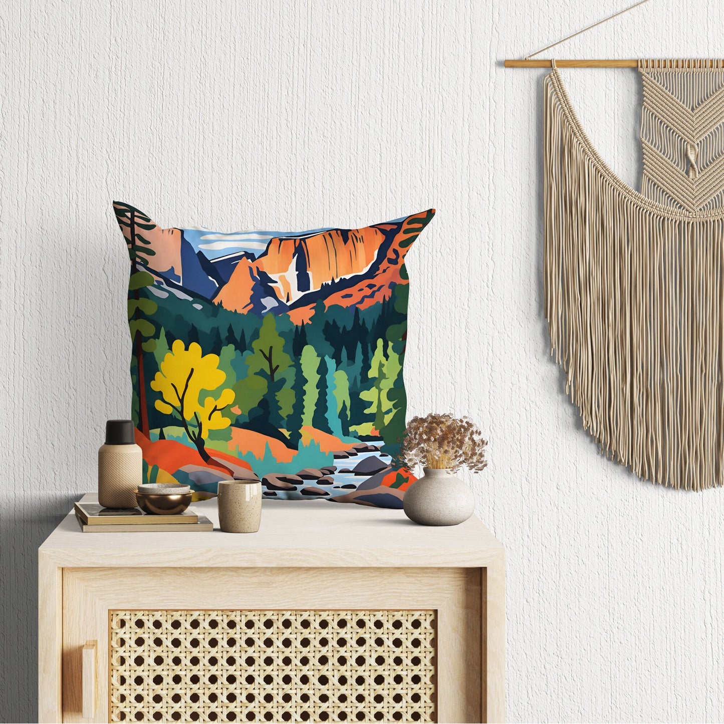 Yosemite National Park California, Pillow Case, Usa Travel Pillow, Artist Pillow, Colorful Pillow Case, Contemporary Pillow, 20X20 Pillow