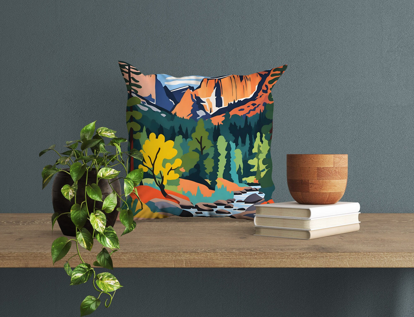 Yosemite National Park California, Pillow Case, Usa Travel Pillow, Artist Pillow, Colorful Pillow Case, Contemporary Pillow, 20X20 Pillow
