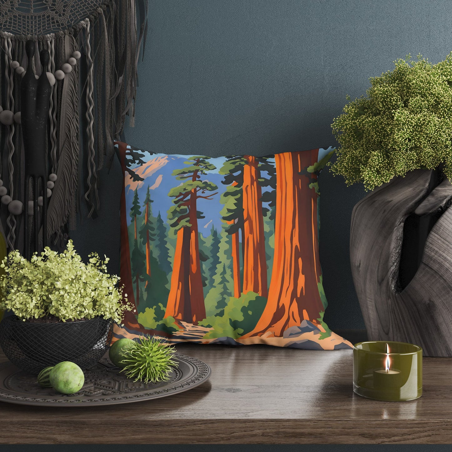 Sequoia National Park, Tapestry Pillows, Usa Travel Pillow, Designer Pillow, Beautiful Pillow, 16X16 Case, Home Decor Pillow, Abstract Decor
