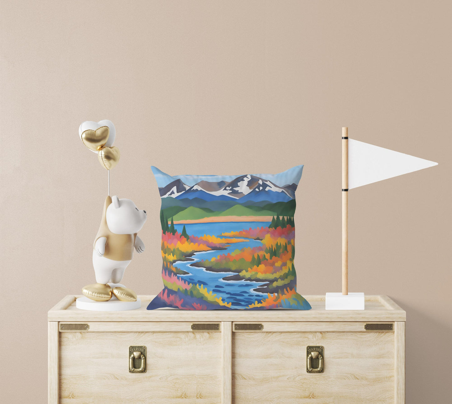 Katmai National Park Alaska, Decorative Pillow, Usa Travel Pillow, Designer Pillow, Colorful Pillow, Fashion, Square Pillow, Home And Living