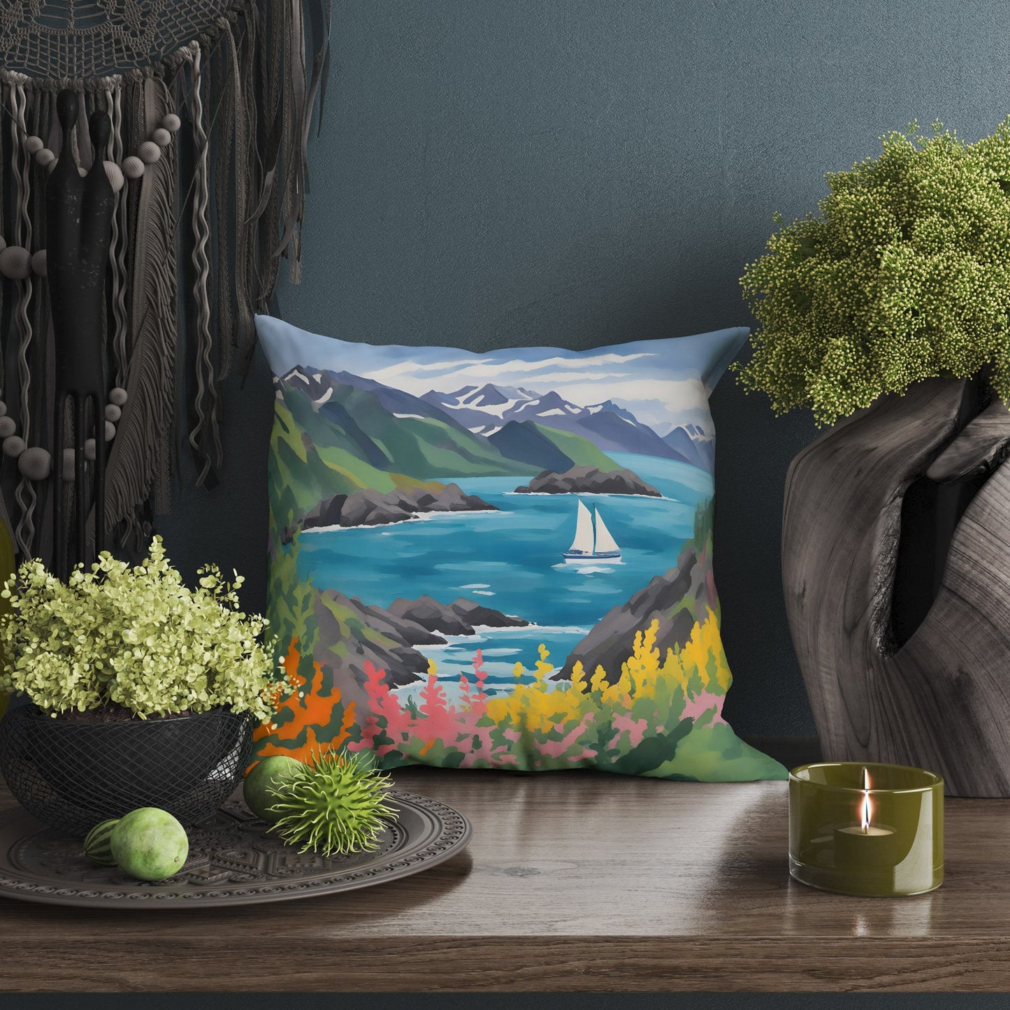 Coastal Scenery In Kenai Fjords National Park, Alaska Toss Pillow, Usa Travel Pillow, Artist Pillow, 18 X 18 Pillow, Pillow Cases For Kids