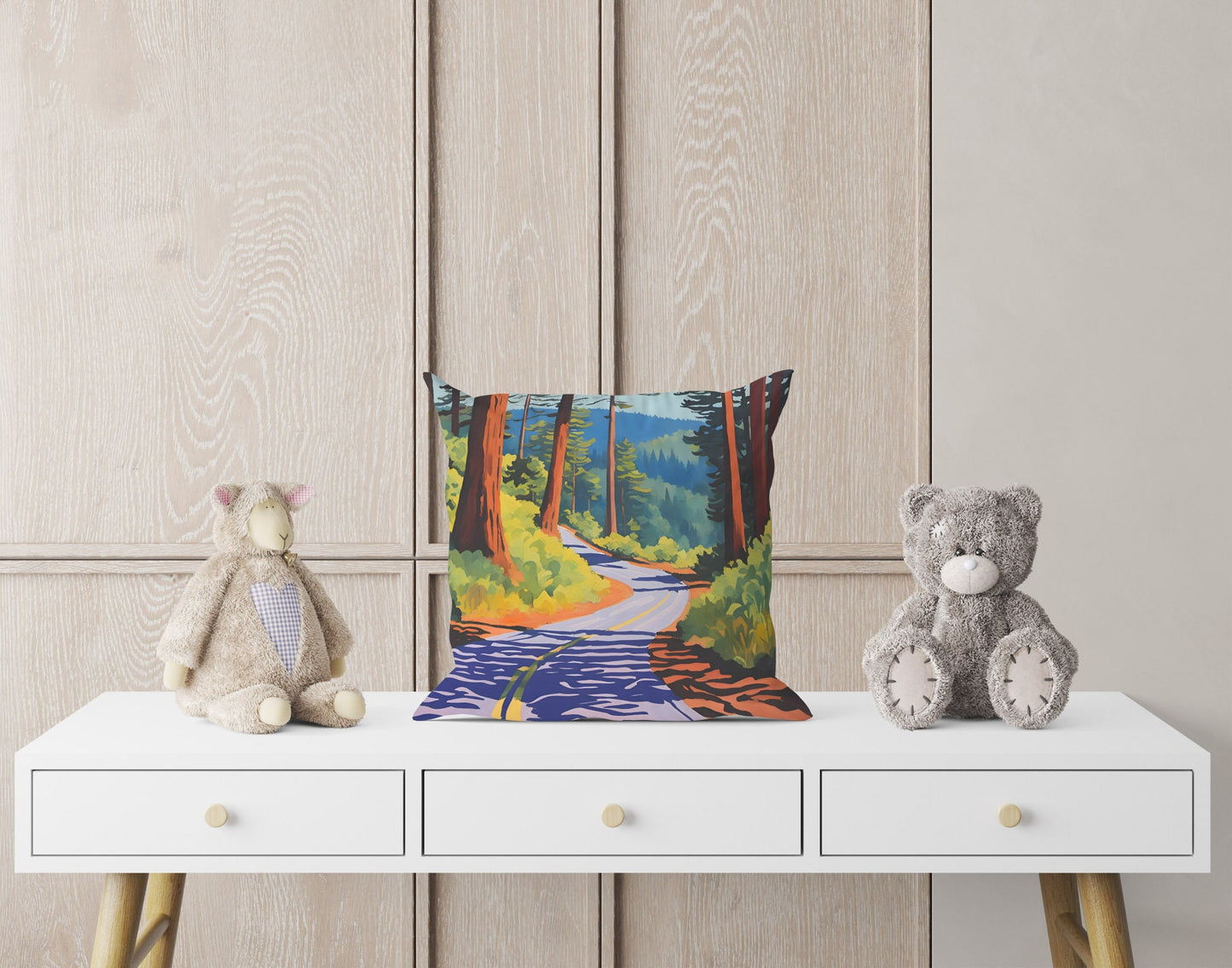Howland Hill Road In Redwood National And State Parks, California Tapestry Pillows, Usa Travel Pillow, Art Pillow, 20X20 Pillow Cover