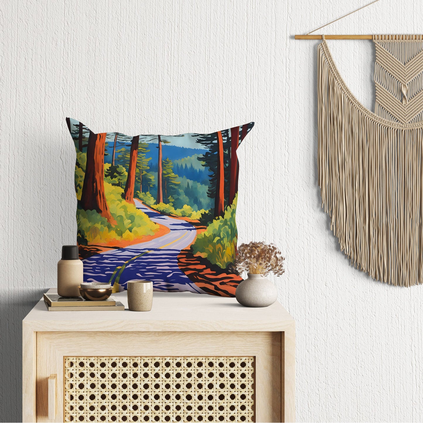 Howland Hill Road In Redwood National And State Parks, California Tapestry Pillows, Usa Travel Pillow, Art Pillow, 20X20 Pillow Cover