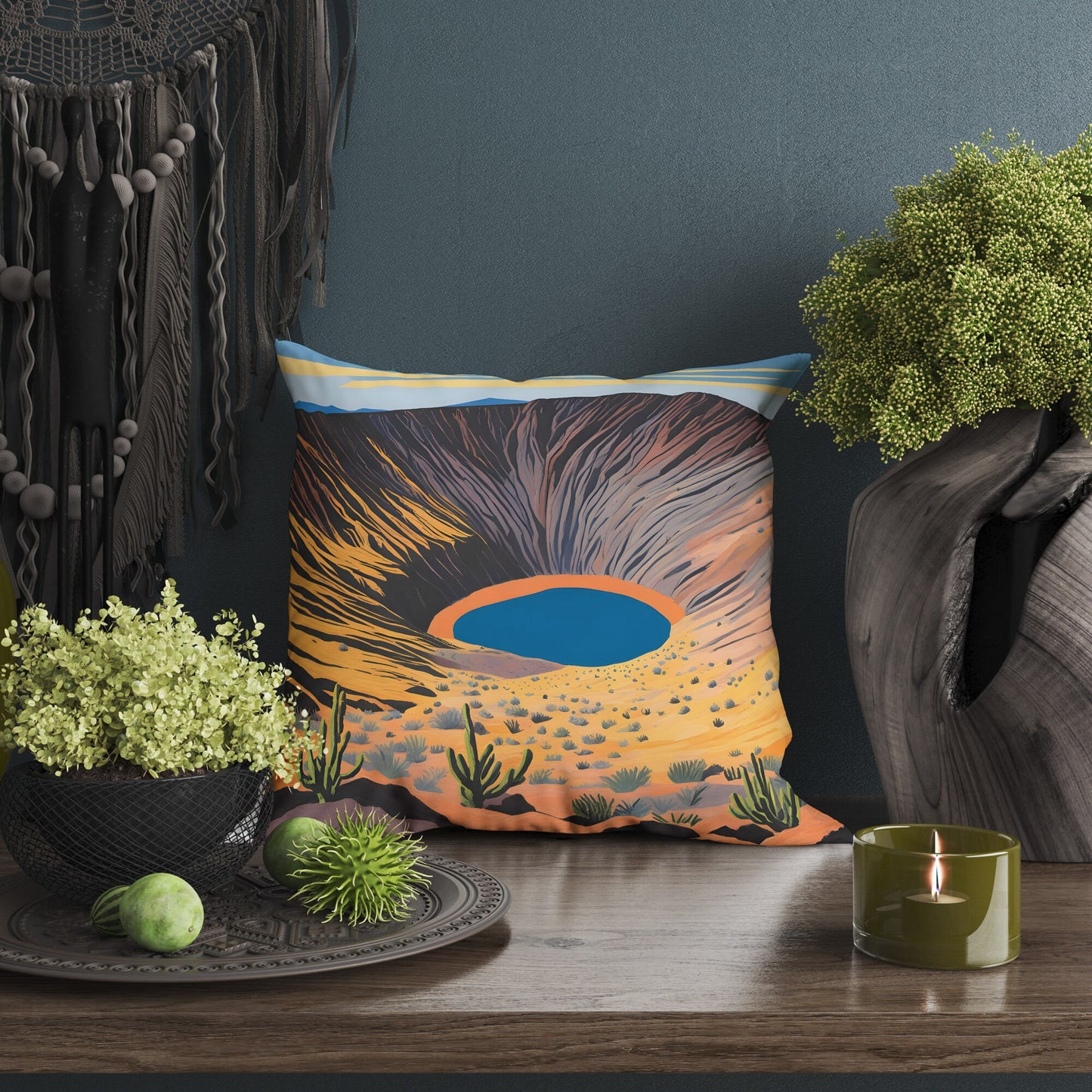 Ubehebe Crater In Death Valley National Park, California Pillow Case, Usa Travel Pillow, Soft Pillow, Colorful Pillow Case, Square Pillow
