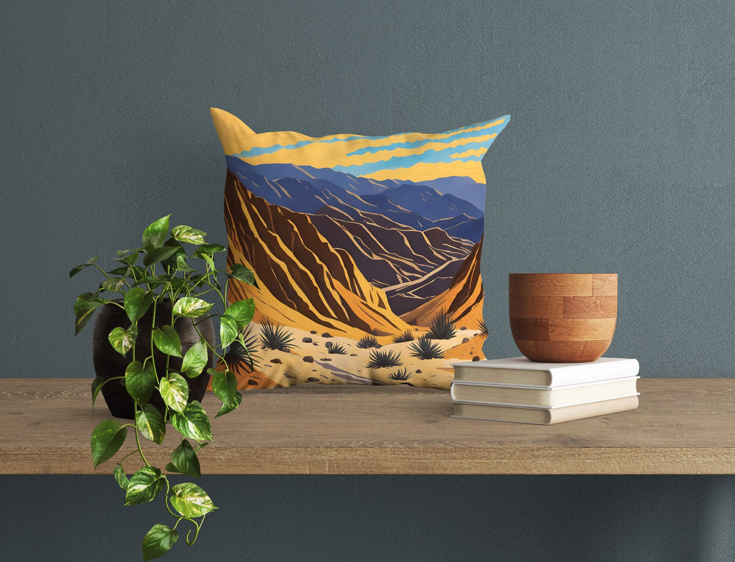 Golden Canyon In Death Valley National Park, California Tapestry Pillows, Usa Travel Pillow, Artist Pillow, Contemporary Pillow