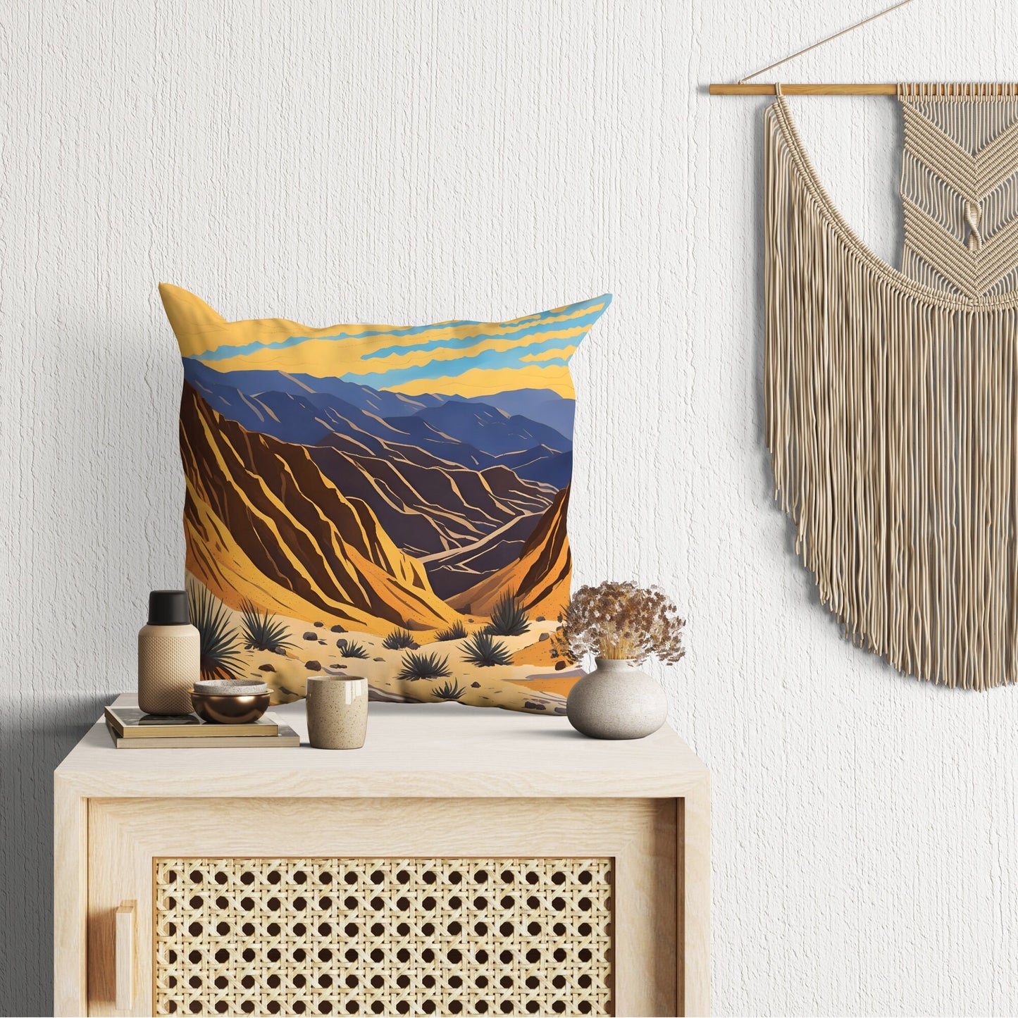 Golden Canyon In Death Valley National Park, California Tapestry Pillows, Usa Travel Pillow, Artist Pillow, Contemporary Pillow