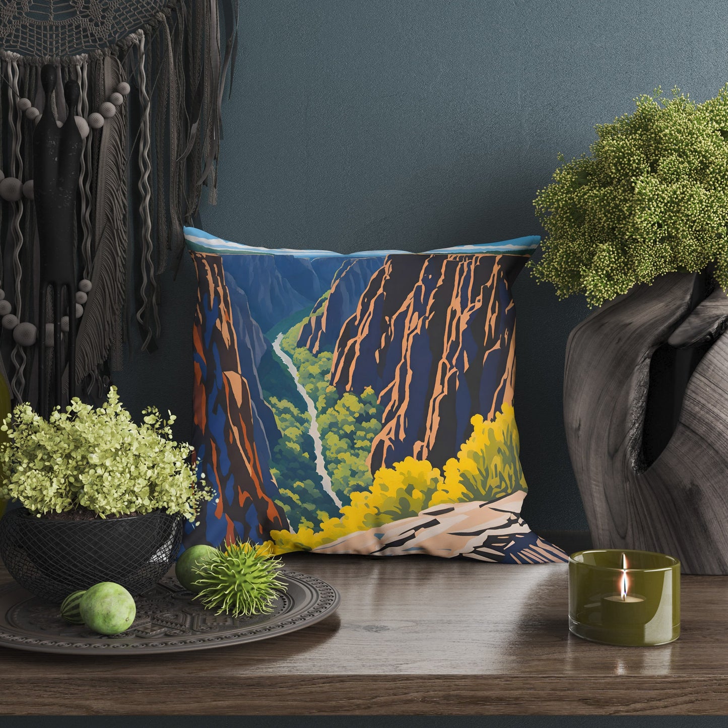 Painted Wall Overlook In Black Canyon Of The Gunnison National Park, Colorado, Usa Tapestry Pillows, Usa Travel Pillow, 18 X 18 Pillow Cover