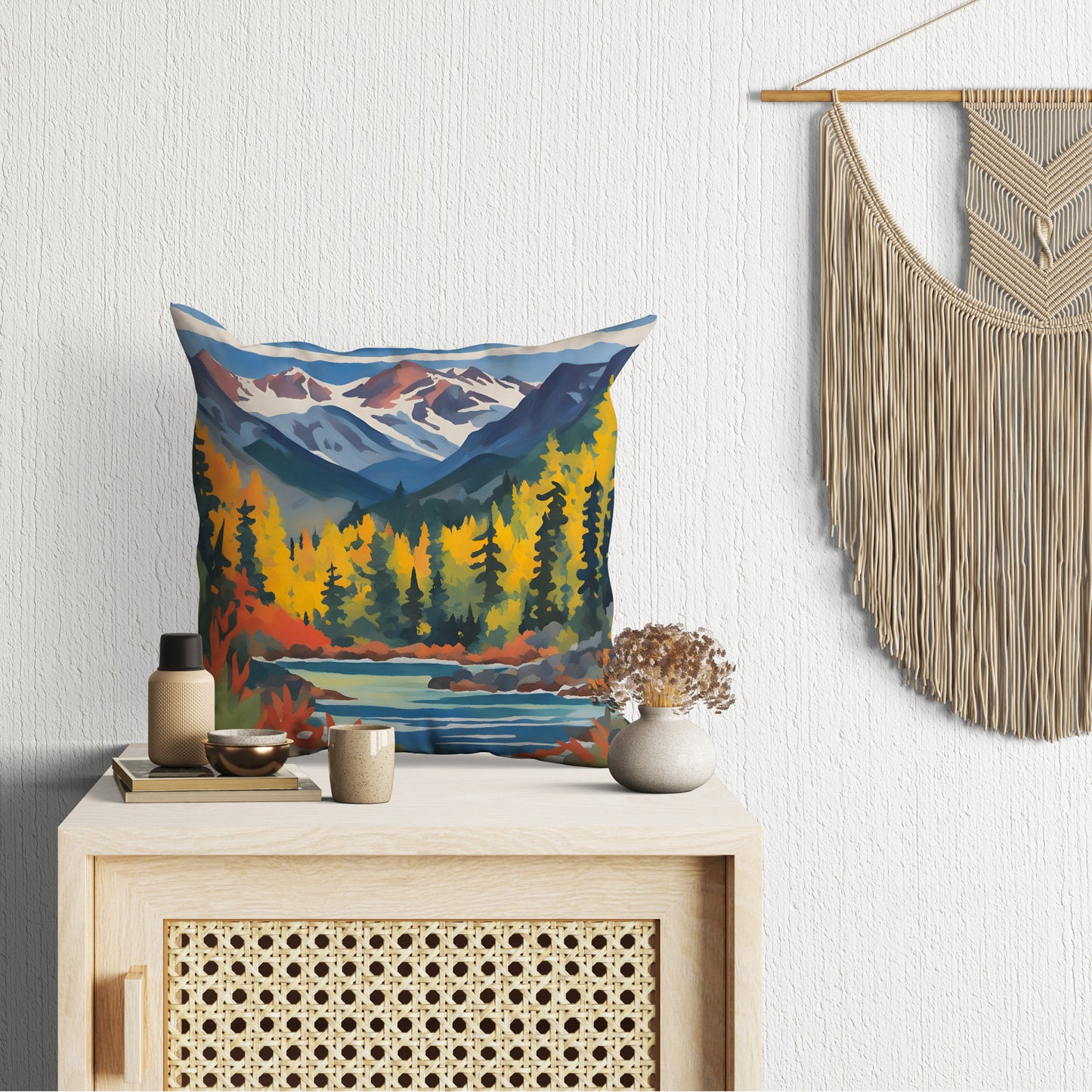 North Cascades National Park Decorative Pillow, Usa Travel Pillow, Artist Pillow, Colorful Pillow Case, Contemporary Pillow, 16X16 Case