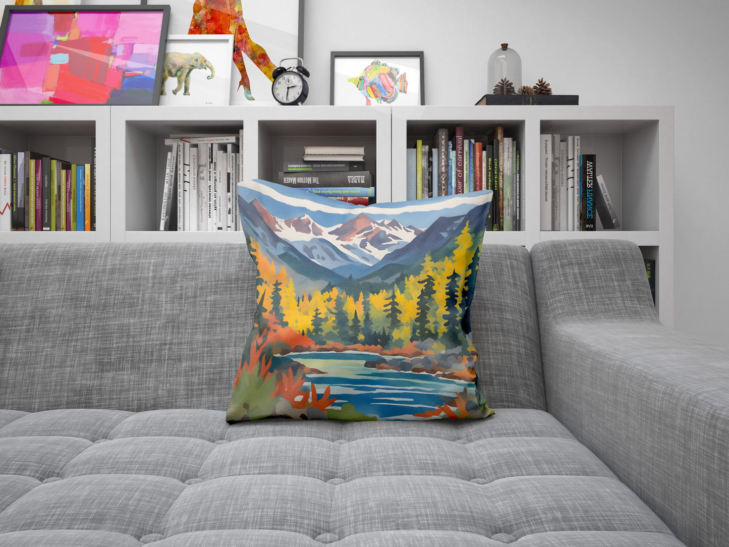 North Cascades National Park Decorative Pillow, Usa Travel Pillow, Artist Pillow, Colorful Pillow Case, Contemporary Pillow, 16X16 Case