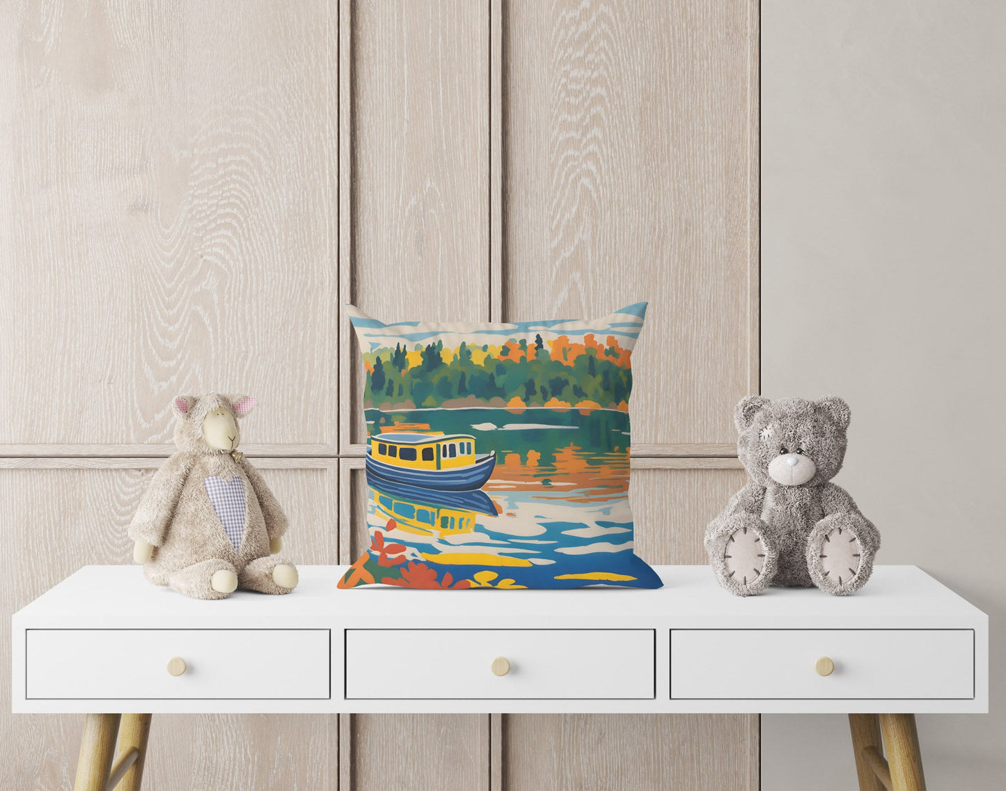 Boat Tours In Voyageurs National Park Throw Pillow, Usa Travel Pillow, Designer Pillow, Contemporary Pillow, Large Pillow Cases