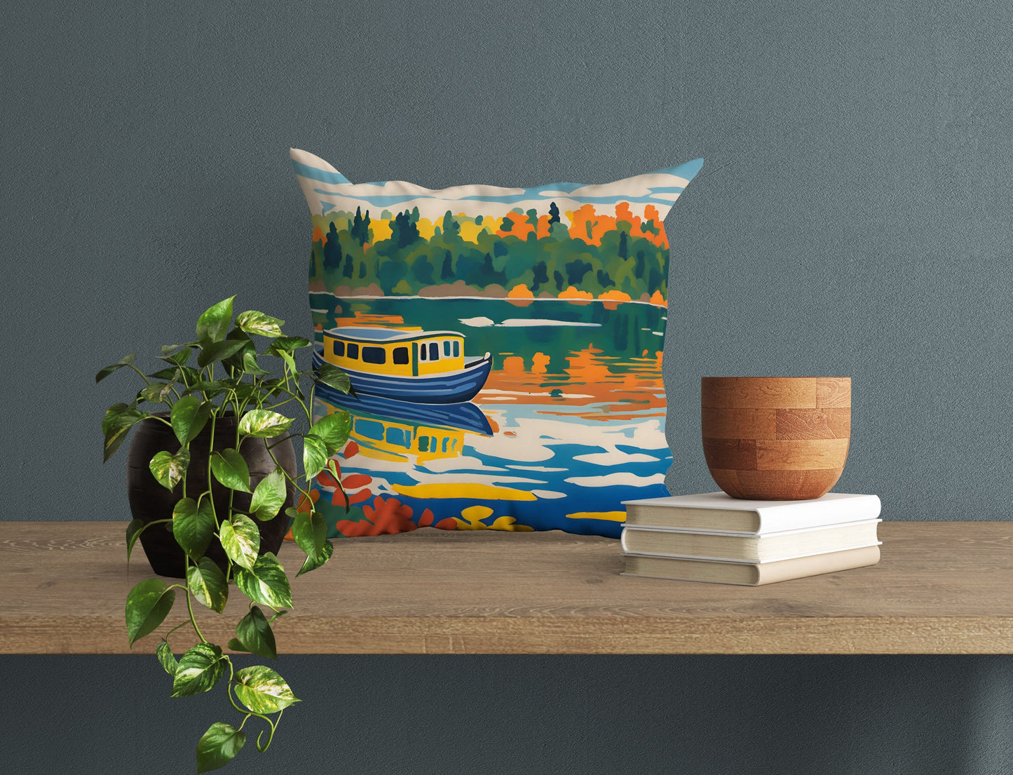 Boat Tours In Voyageurs National Park Throw Pillow, Usa Travel Pillow, Designer Pillow, Contemporary Pillow, Large Pillow Cases