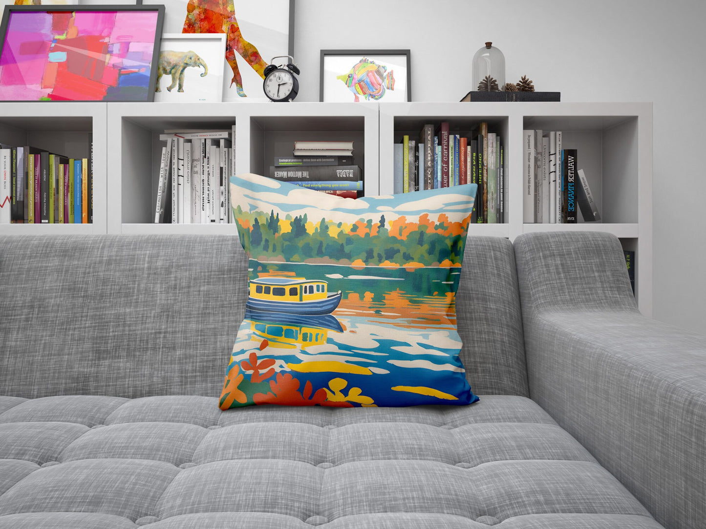 Boat Tours In Voyageurs National Park Throw Pillow, Usa Travel Pillow, Designer Pillow, Contemporary Pillow, Large Pillow Cases