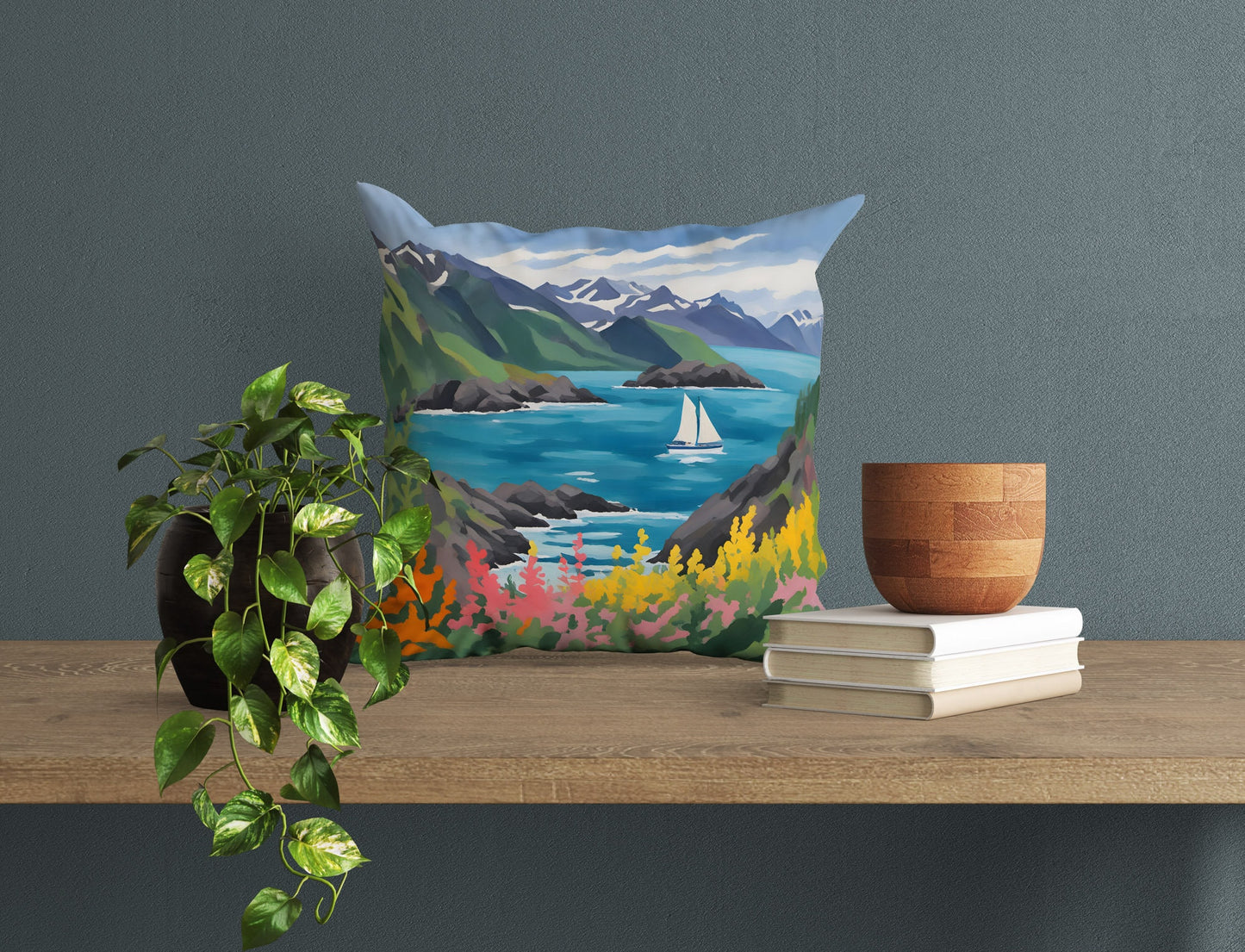 Coastal Scenery In Kenai Fjords National Park, Alaska Toss Pillow, Usa Travel Pillow, Artist Pillow, 18 X 18 Pillow, Pillow Cases For Kids
