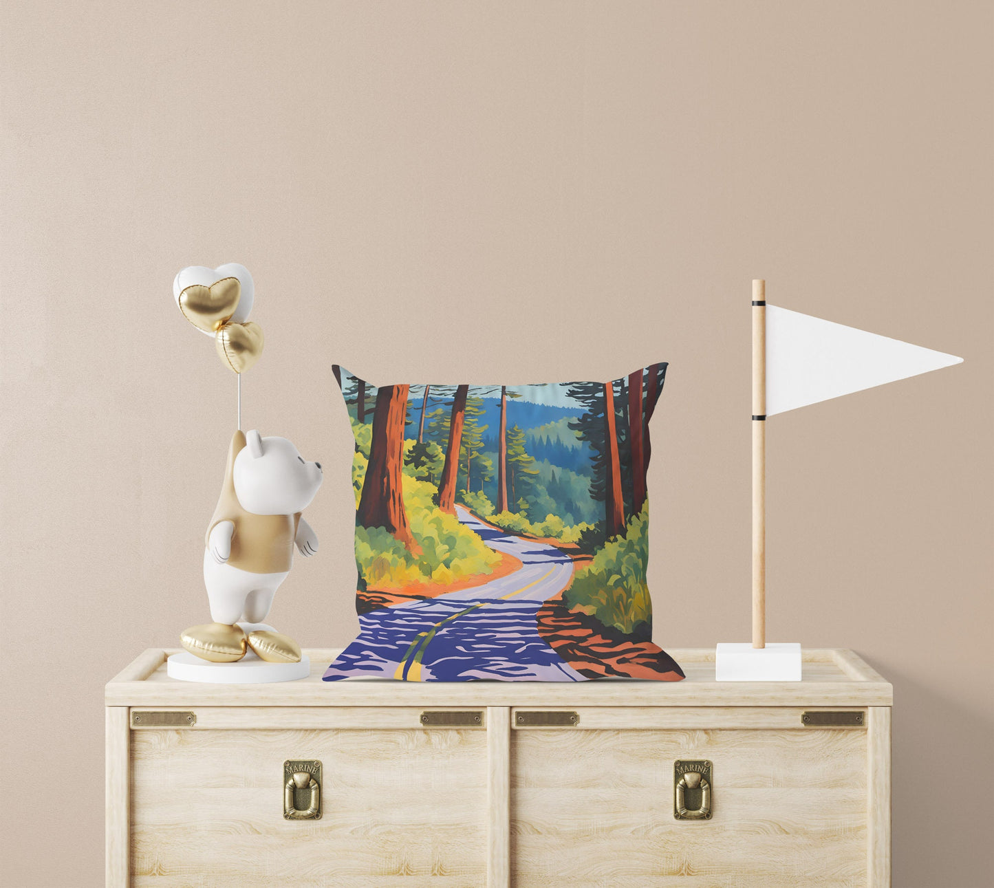 Howland Hill Road In Redwood National And State Parks, California Tapestry Pillows, Usa Travel Pillow, Art Pillow, 20X20 Pillow Cover