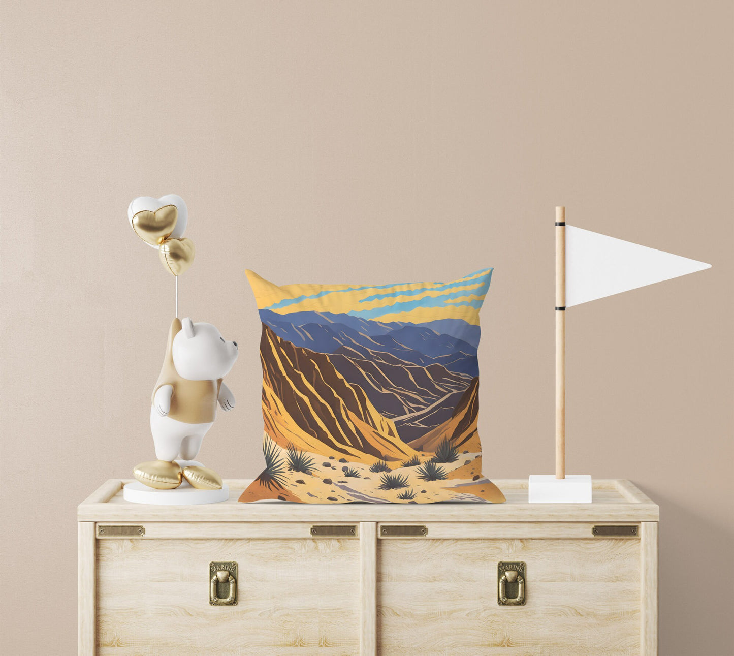 Golden Canyon In Death Valley National Park, California Tapestry Pillows, Usa Travel Pillow, Artist Pillow, Contemporary Pillow
