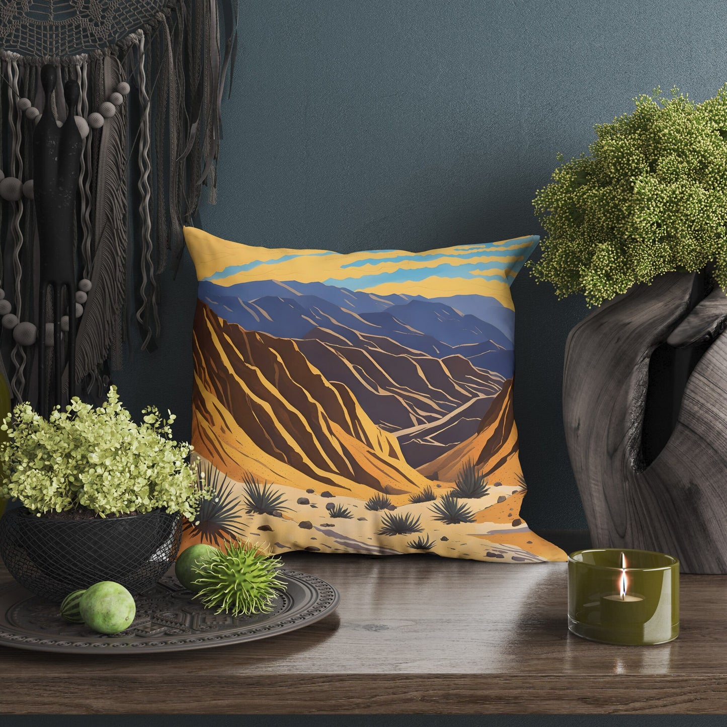 Golden Canyon In Death Valley National Park, California Tapestry Pillows, Usa Travel Pillow, Artist Pillow, Contemporary Pillow