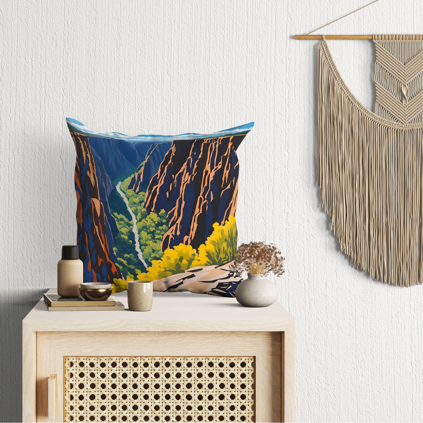 Painted Wall Overlook In Black Canyon Of The Gunnison National Park, Colorado, Usa Tapestry Pillows, Usa Travel Pillow, 18 X 18 Pillow Cover