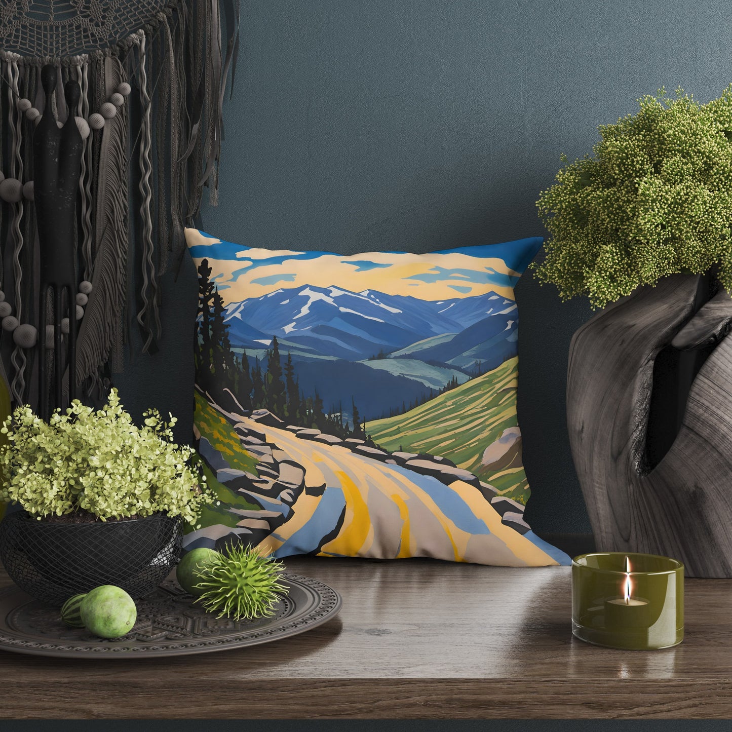 Trail Ridge Road In Rocky Mountain National Park Colorado Throw Pillow Cover, Usa Travel Pillow, Art Pillow, Beautiful Pillow, Square Pillow