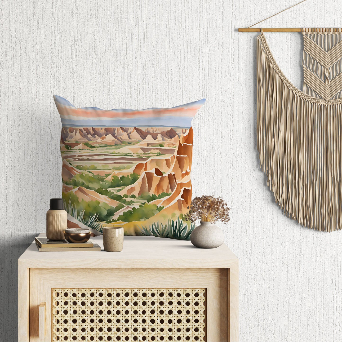 Badlands National Park, South Dakota Tapestry Pillows, Usa Travel Pillow, Artist Pillow, Colorful Pillow Case, Beautiful Pillow