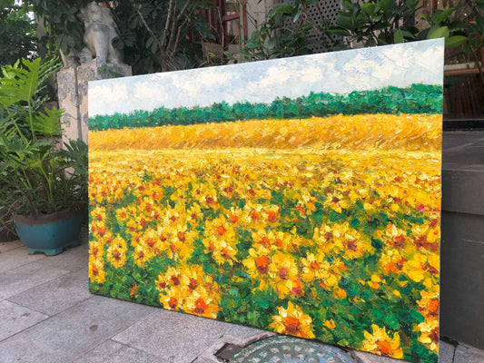 This vibrant 32x48" sunflower field painting just brightened someone's home! Art Sold!