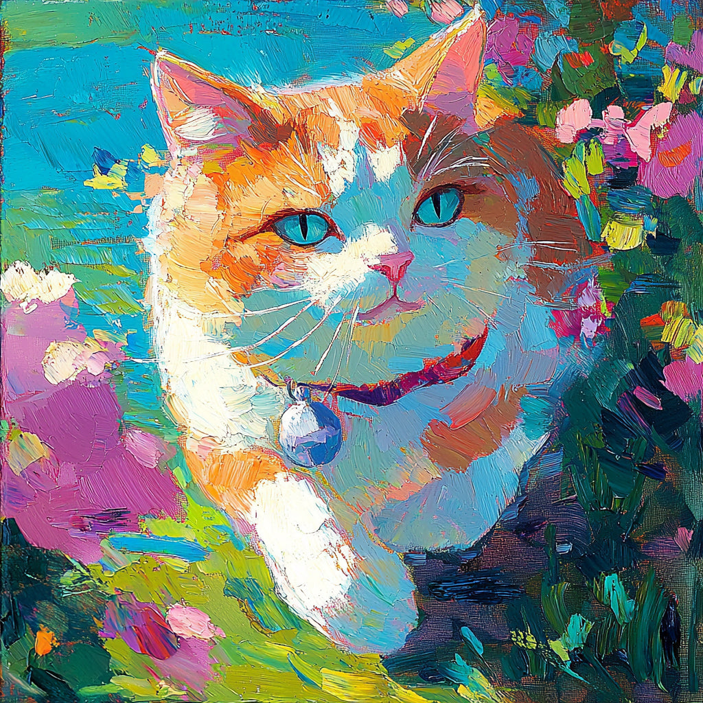 Digital Impasto: Capturing Feline Grace in a Kaleidoscope of Color