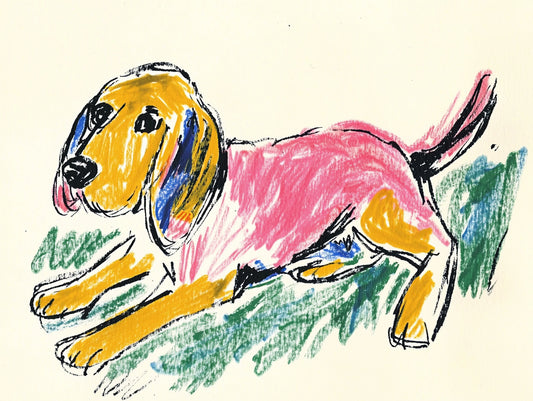 Digital Pastels: A Whimsical Canine Portrait in Childlike Strokes