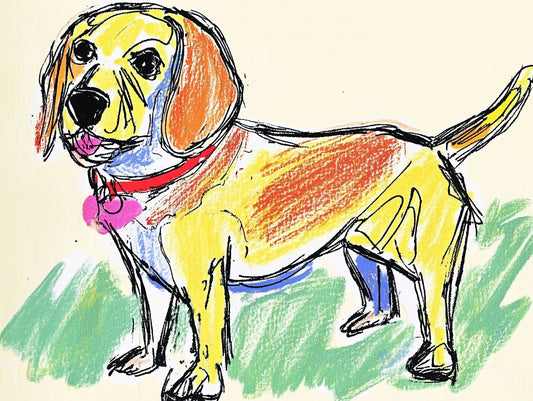 Beagle Brilliance: A Digital Doodle Bursting with Color and Charm