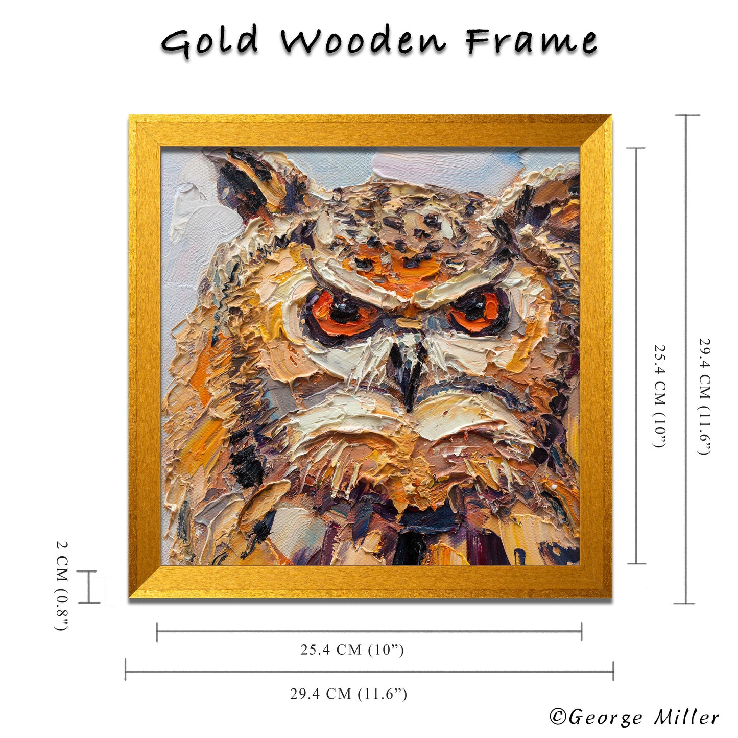 Original Owl Painting, Impasto Oil Painting, Wildlife Art, "Majestic Gaze" by George Miller