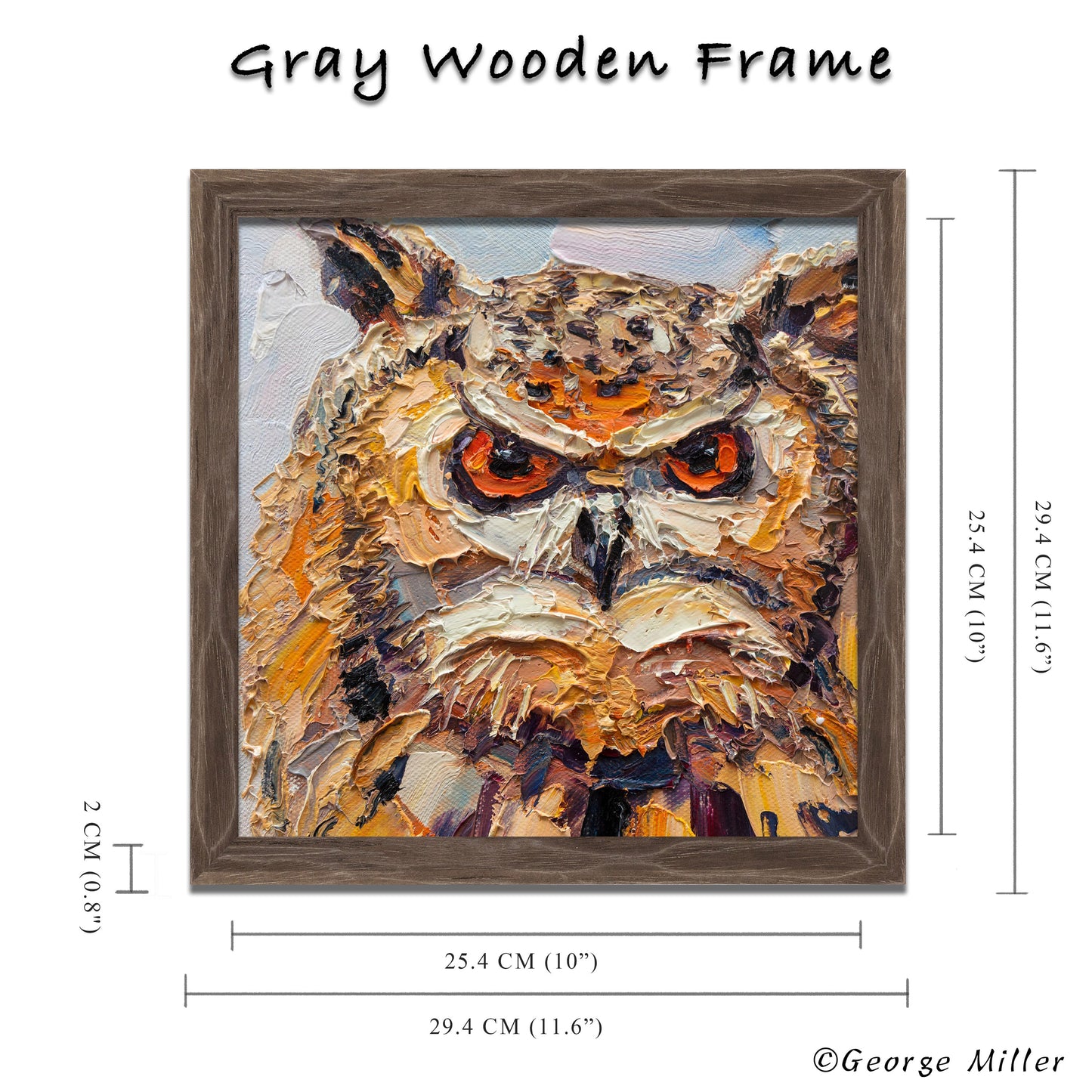 Original Owl Painting, Impasto Oil Painting, Wildlife Art, "Majestic Gaze" by George Miller