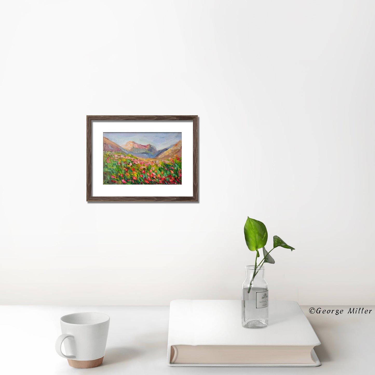 Original Oil Painting Mountain Landscape Textured Impasto Wildflower Contemporary Artwork