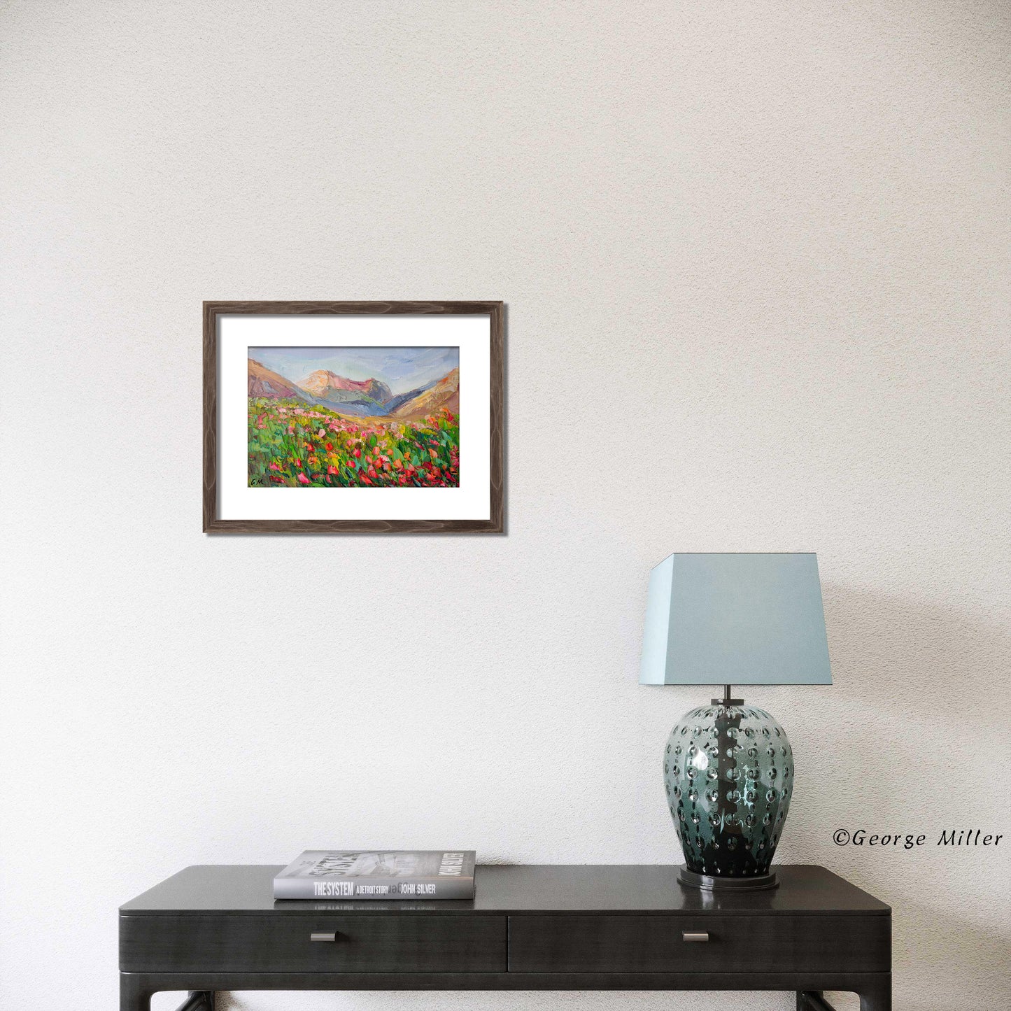 Original Oil Painting Mountain Landscape Textured Impasto Wildflower Contemporary Artwork