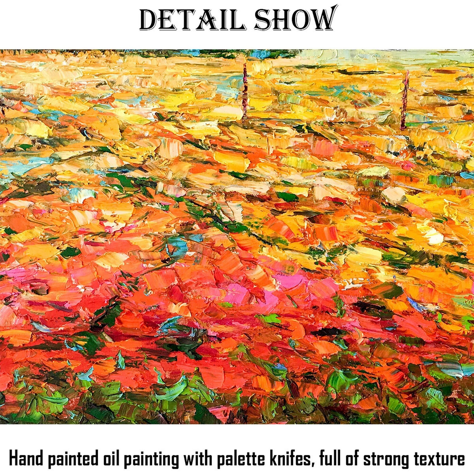 Large Oil Painting Landscape Spring Fields by the Mountain, Large Canvas Wall Art, Original Oil Painting, Original Landscape Painting Yellow - GeorgeMillerArt