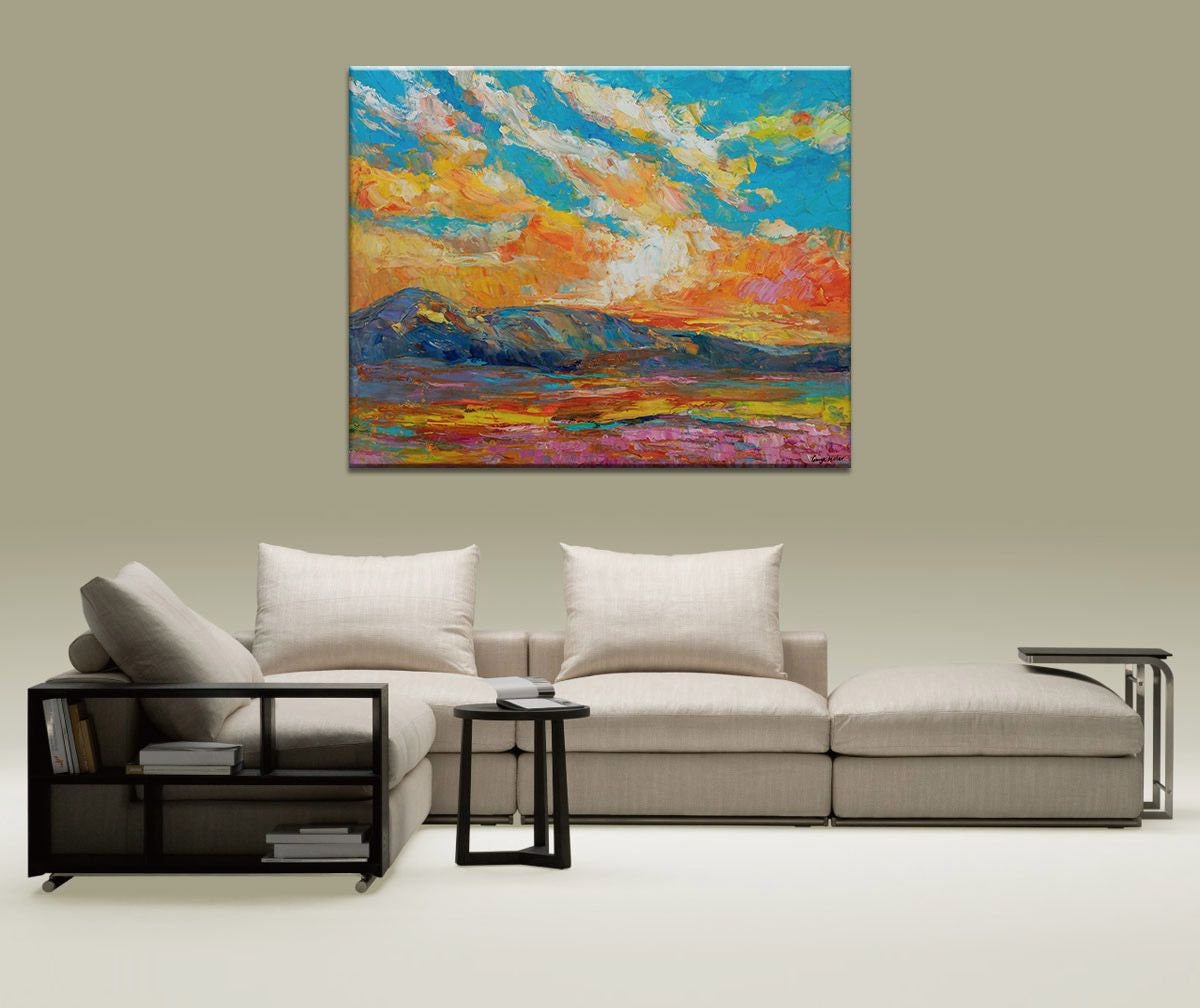 Landscape Painting - Vibrant Desert Sunrise - Contemporary Art - Original Impressionist Style - GeorgeMillerArt