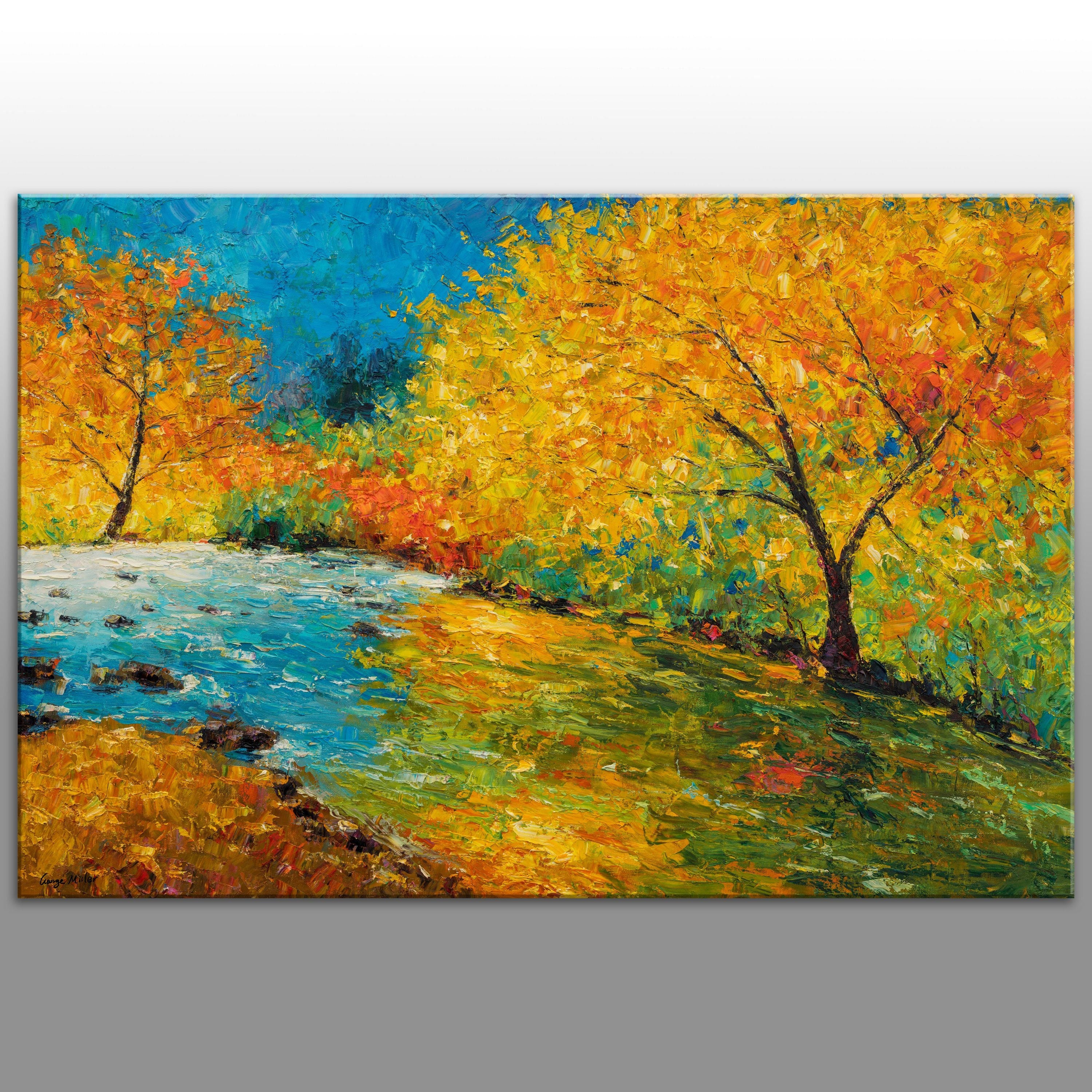 Autumn landscape Oil Painting On Canvas Palette Knife selling Texture Contemporary