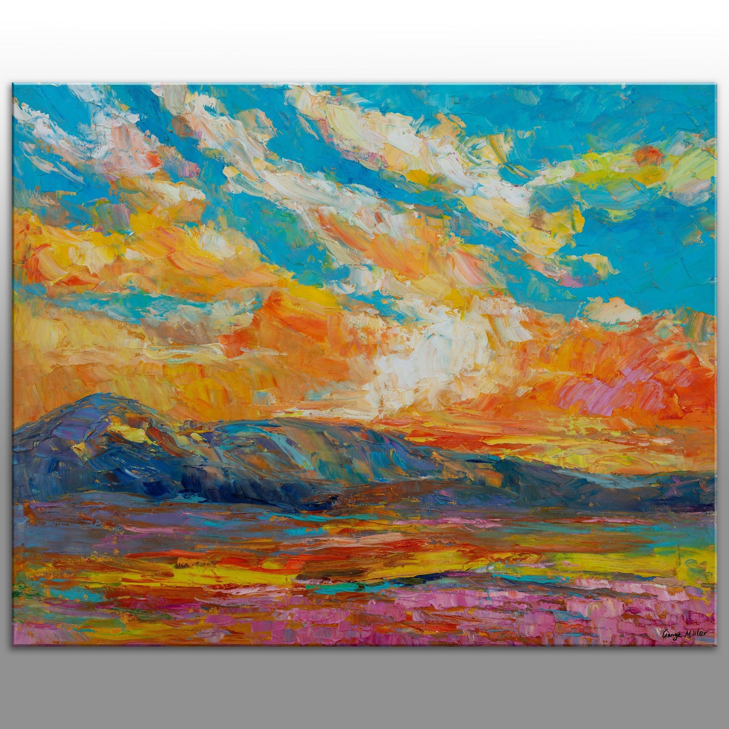 Landscape Painting - Vibrant Desert Sunrise - Contemporary Art - Original Impressionist Style - GeorgeMillerArt