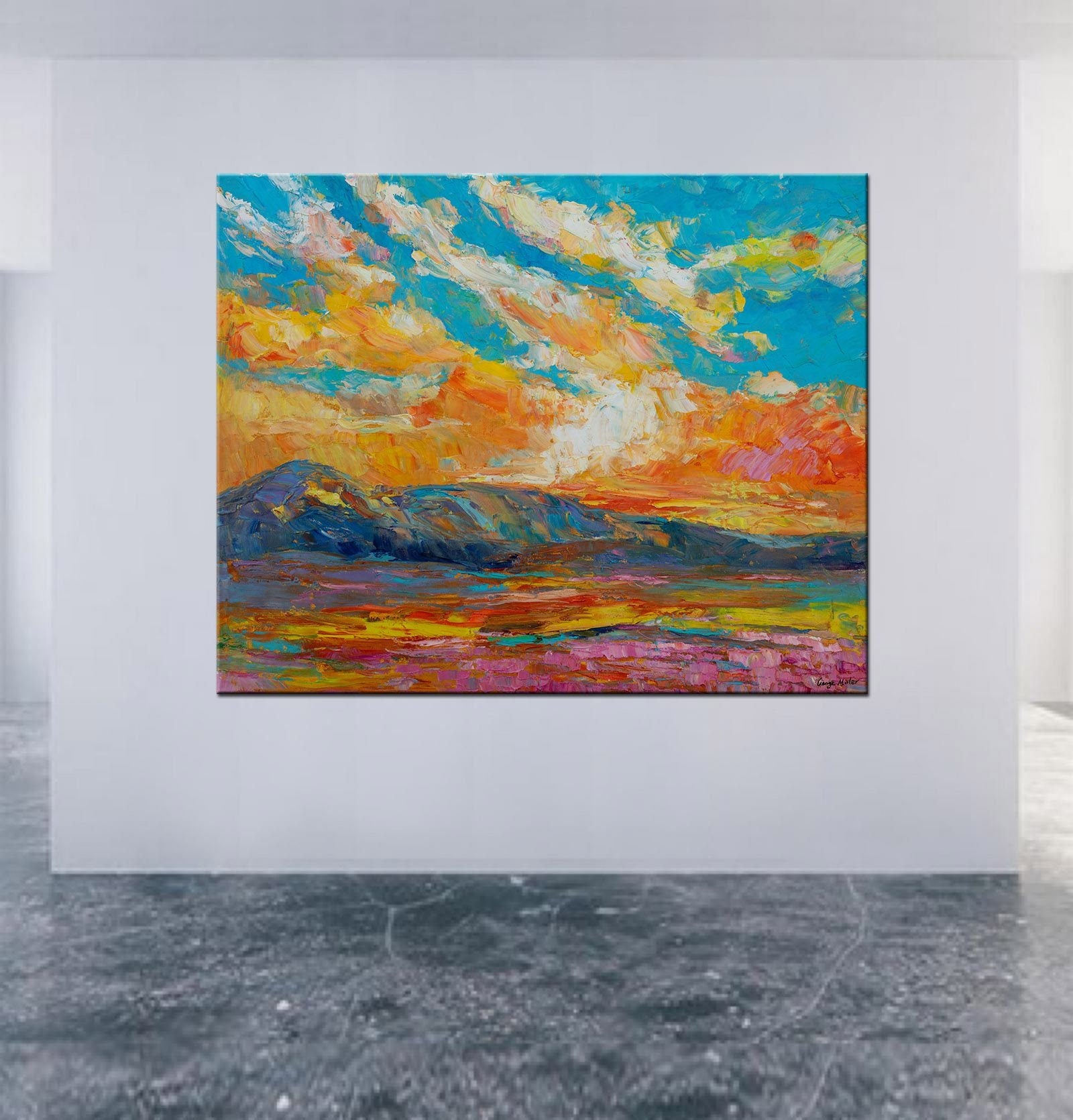 Landscape Painting - Vibrant Desert Sunrise - Contemporary Art - Original Impressionist Style - GeorgeMillerArt