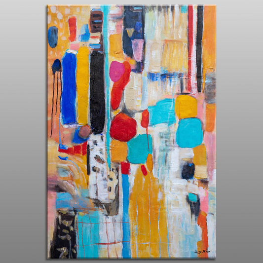 Original Abstract City Painting, "Urban Symphony," Large Textured Wall Art - GeorgeMillerArt