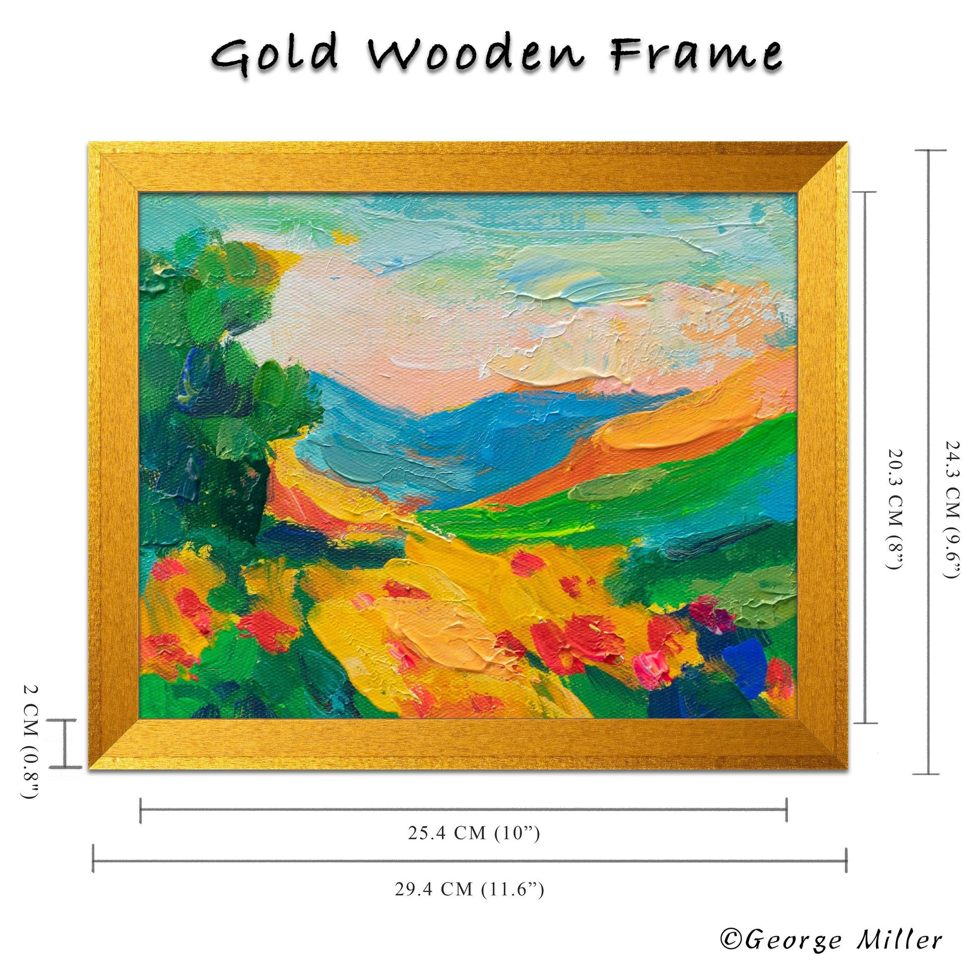 Original Landscape Painting, Impasto Valley View, "Golden Valley Vista" by George Miller - GeorgeMillerArt