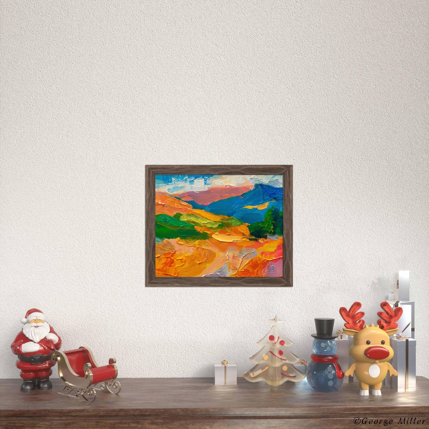 Original Oil Painting Abstract Landscape Modern Art Textured Sunset Valley 8x10 - GeorgeMillerArt