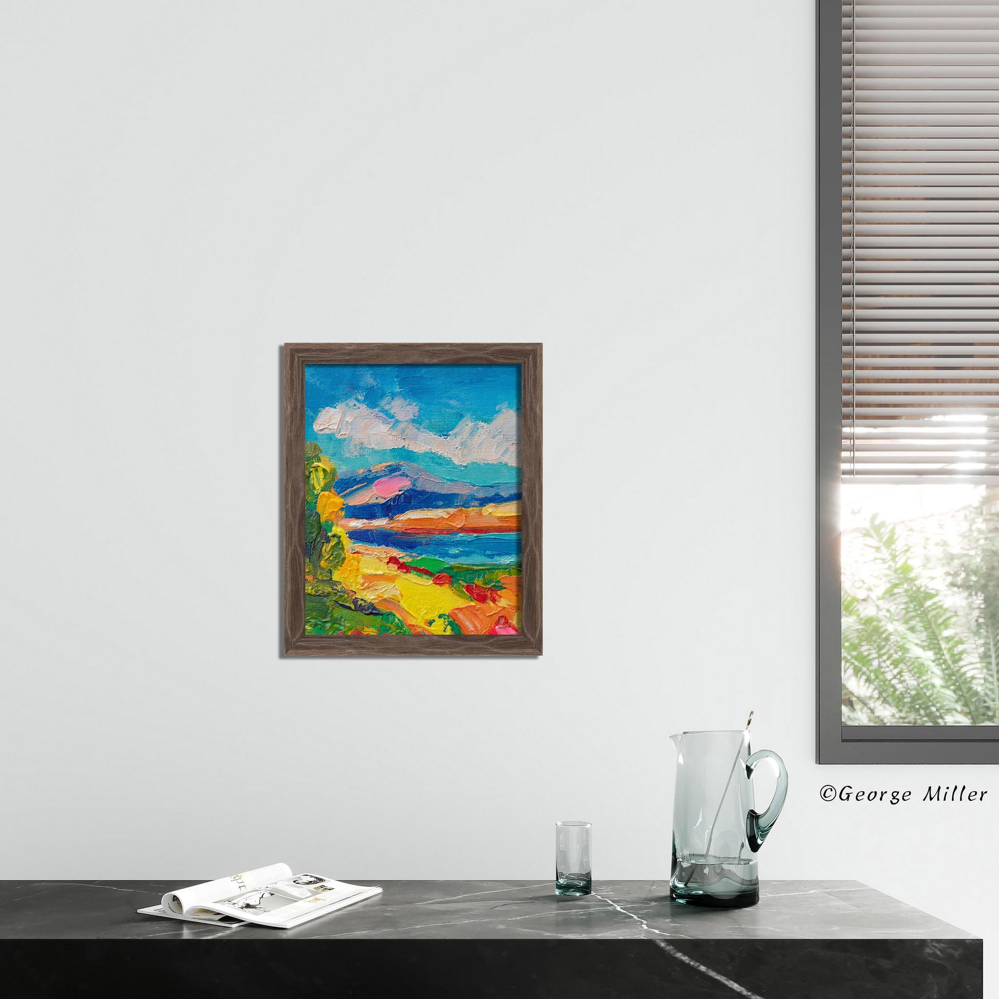 Mountain Meadow Sunrise - Original Painting Mountain Landscape Textured Palette Knife Art Contemporary 8x10 - GeorgeMillerArt