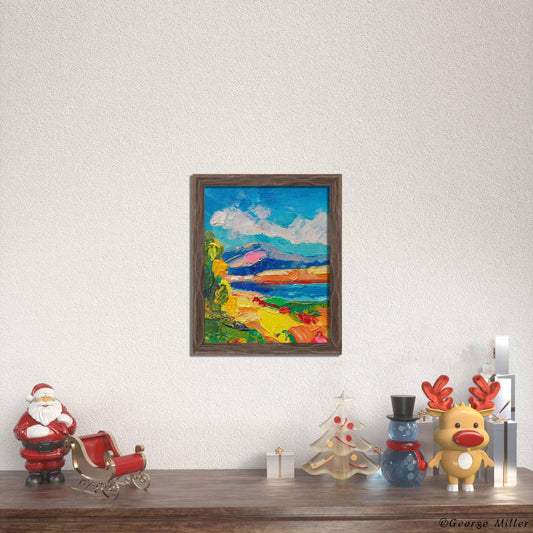 Mountain Meadow Sunrise - Original Painting Mountain Landscape Textured Palette Knife Art Contemporary 8x10 - GeorgeMillerArt