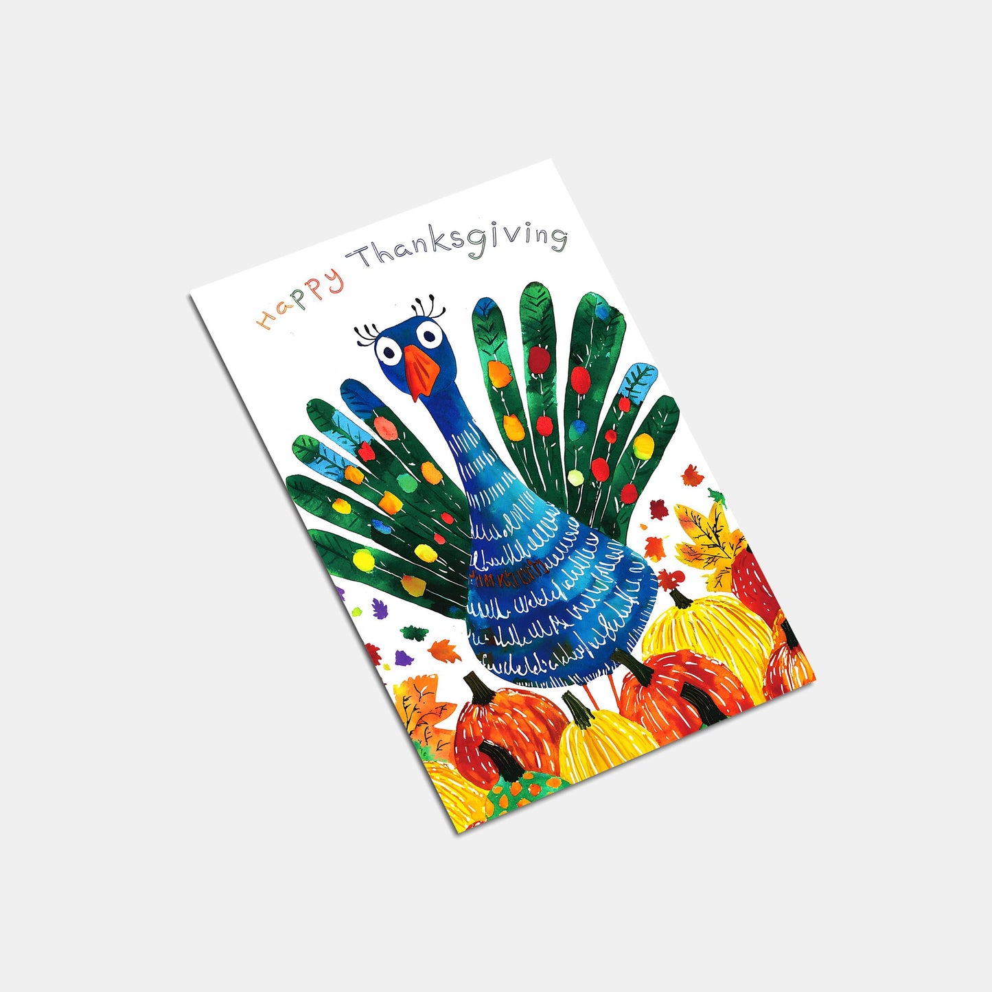 Whimsical Turkey Thanksgiving Card - Instant Download - Colorful Autumn Art Print