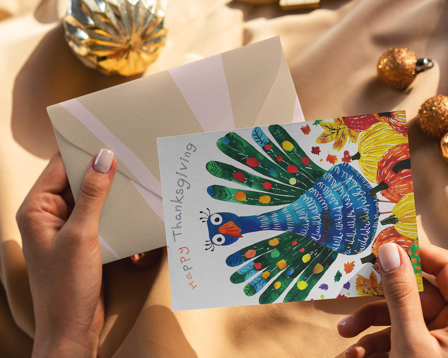 Whimsical Turkey Thanksgiving Card - Instant Download - Colorful Autumn Art Print