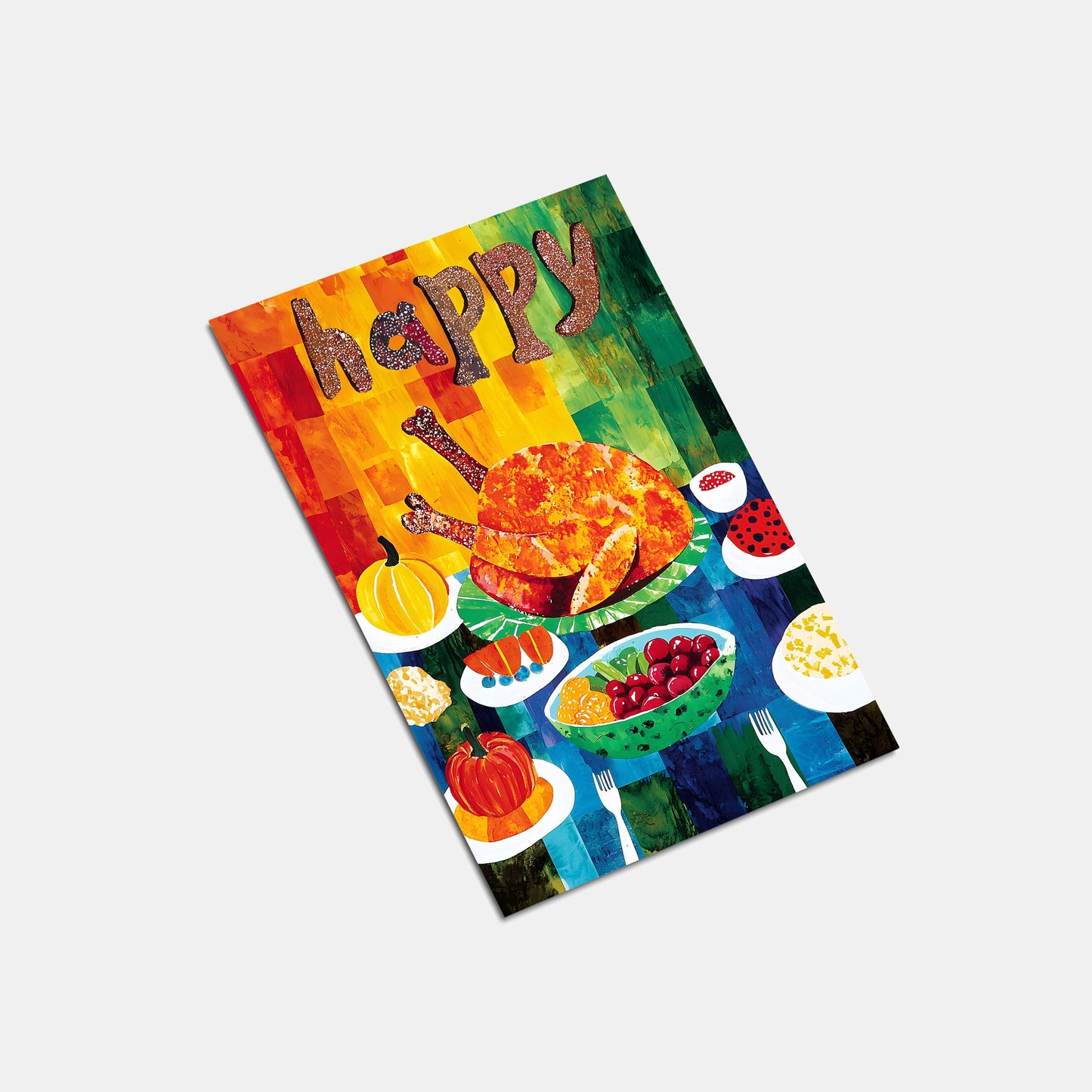 Thanksgiving Digital Card | George Miller Art | Colorful Turkey Feast | Instant Download